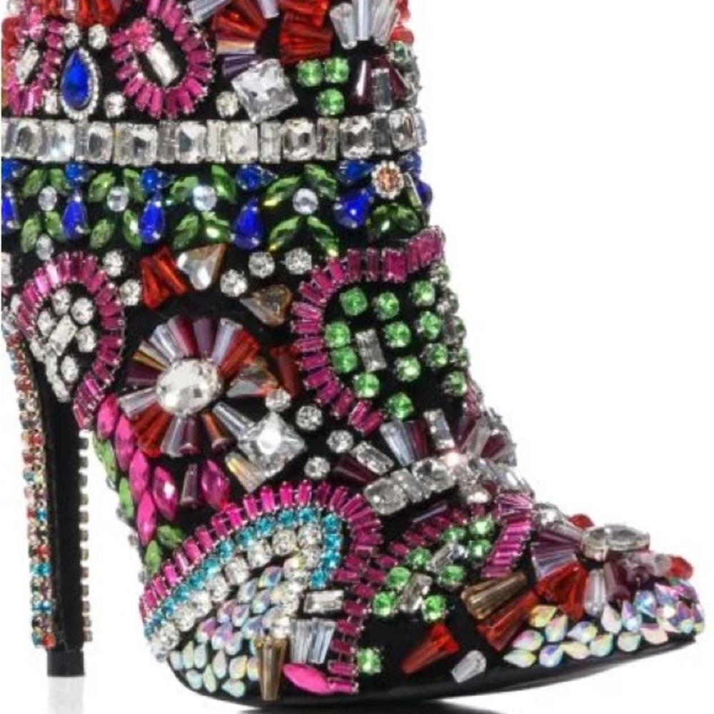 •Holly• Multicolor Crystal Embellished Rhinestone Stiletto Bootie - Picture 4 of 5
